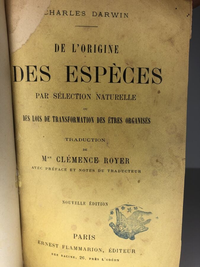 DARWIN (Charles). - De l'origine des espèces par sélection naturelle ou des loi…