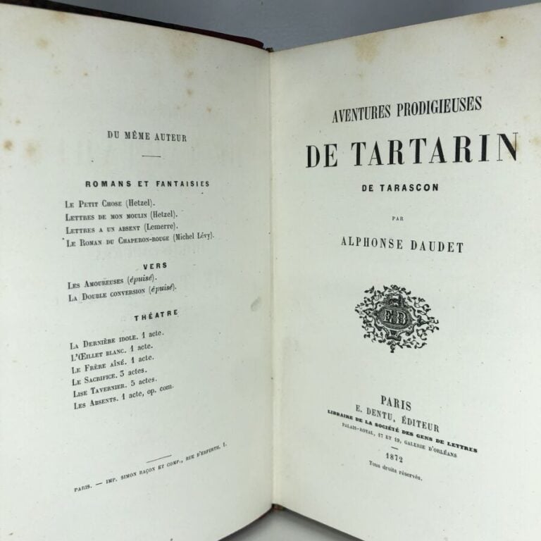 DAUDET (Alphonse). - Aventures prodigieuses Tartarin de Tarascon. Édité à Paris…