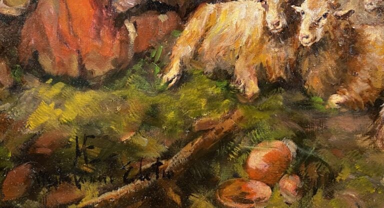 Ecole de la fin du XIXe - début du XXe siècle - Scène animée, famille et troupe…