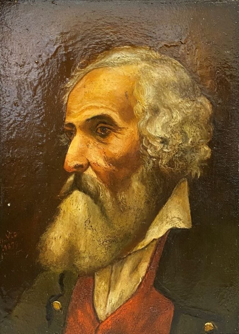 Ecole du XIXe siècle - Portrait d'homme - Huile sur panneau - Signature en bas…