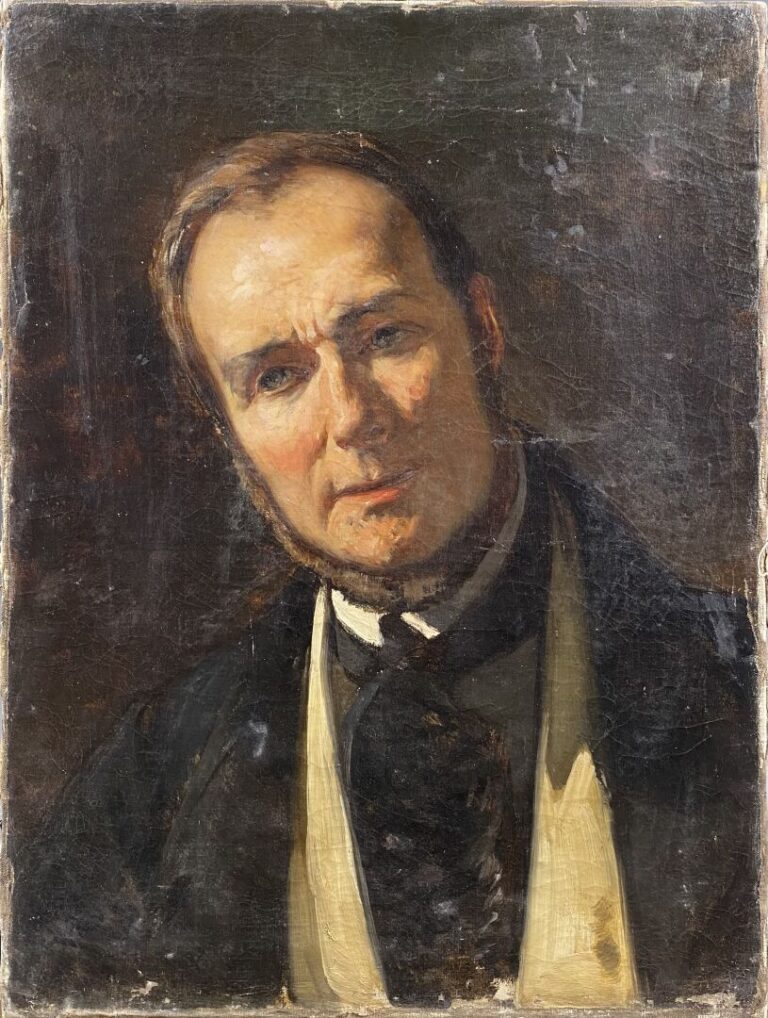 Ecole du XIXe siècle - Portrait d'homme - Huile sur toile - 55 x 41 cm - (rento…