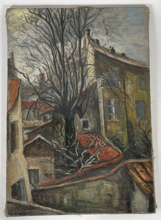 ECOLE DU XXème siècle - Paysage - Huile sur toile, porte la signature Galanis e…