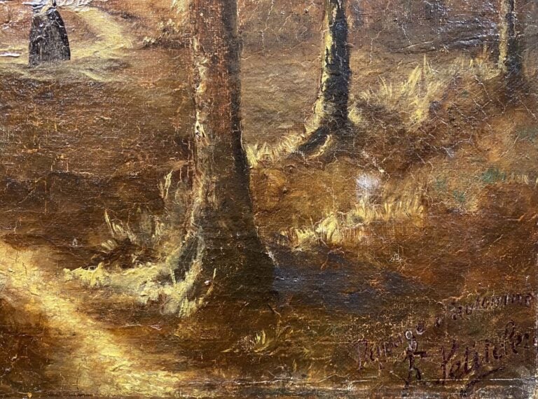 Ecole fin du XIXe - début du XXe siècle - Paysage d'automne - Huile sur toile -…