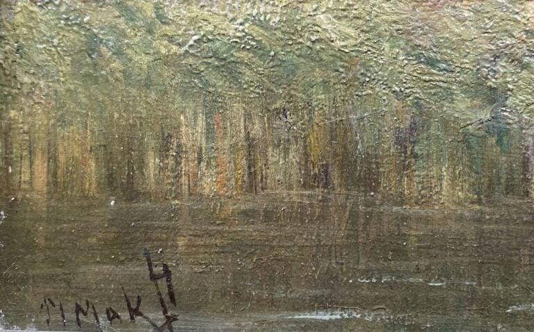 Ecole hollandaise de la fin XIXe siècle - Paysage de fleuve avec moulin - Huile…
