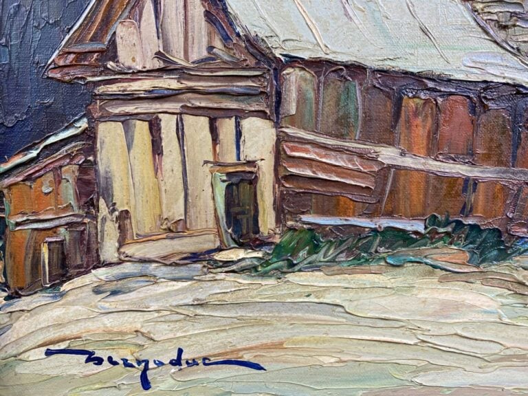 Elie BERNADAC (1913-1999) - Ferme et clocher en Savoie - Huile sur toile - Sign…