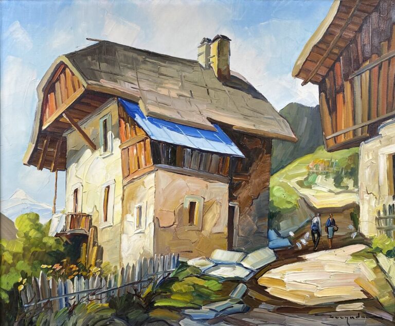 Elie BERNADAC (1913-1999) - Vieux chalet à Bonneval en Savoie - Huile sur toile…