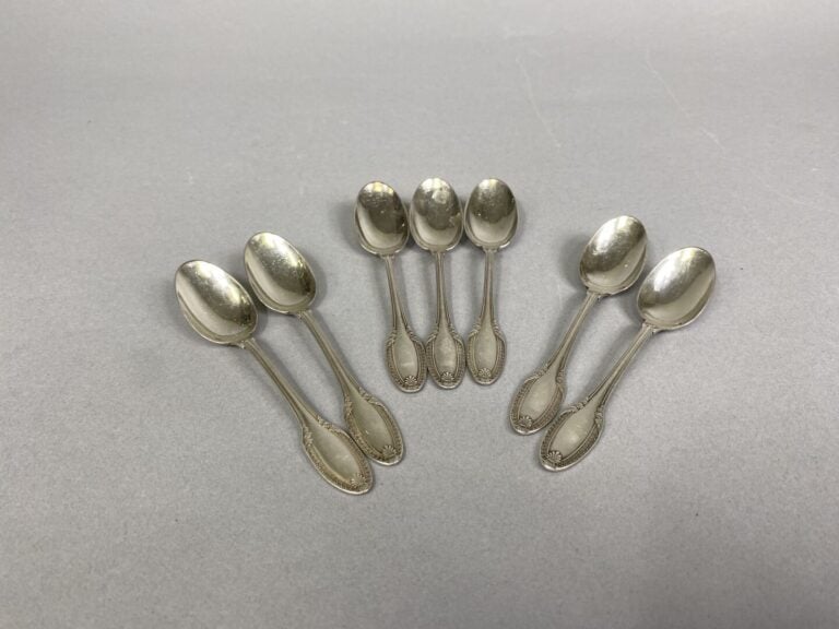 Ensemble de 11 cuillères à entremet en argent (925) - Poids total : 249.4 g - O…