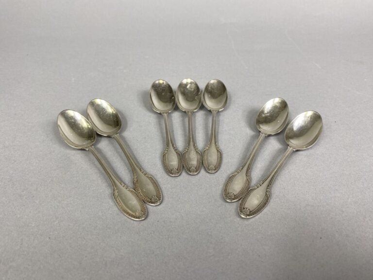 Ensemble de 11 cuillères à entremet en argent (925) - Poids total : 249.4 g - O…