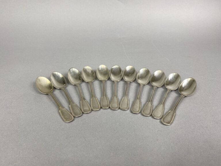 Ensemble de 11 cuillères à entremet en argent (925) - Poids total : 249.4 g - O…