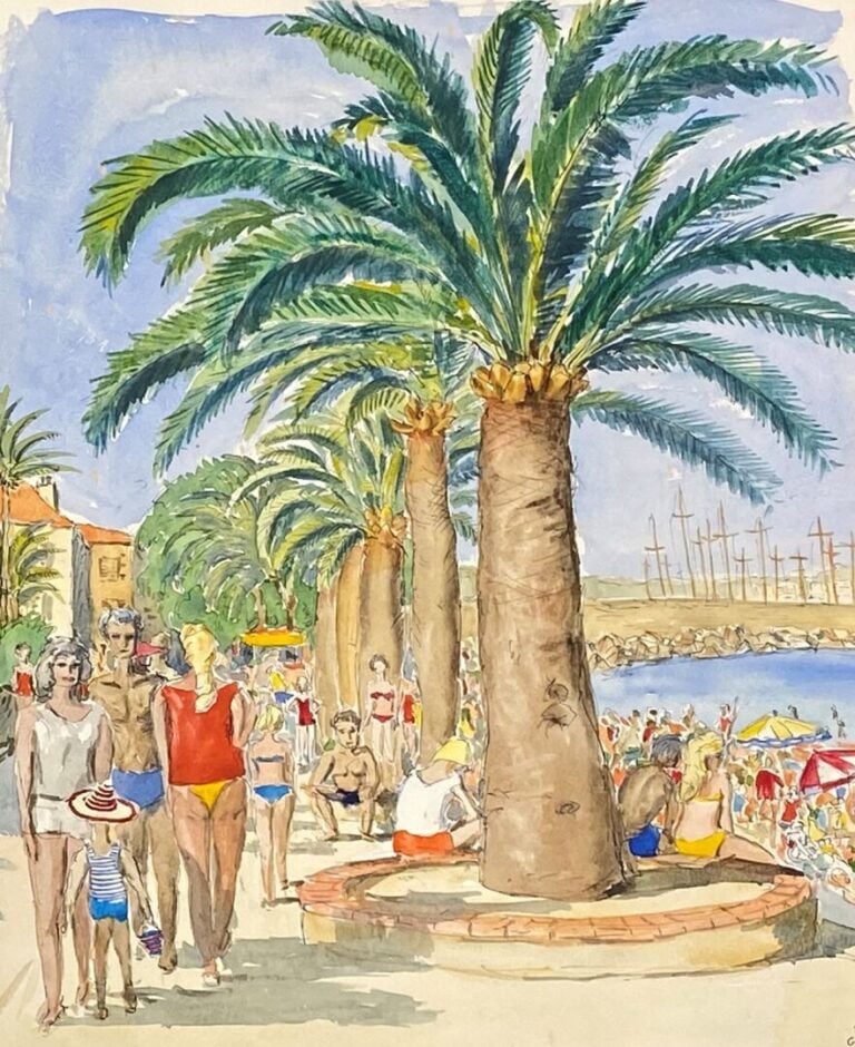 Ensemble de quatre carnets de dessins à l'aquarelle et croquis comprenant des v…