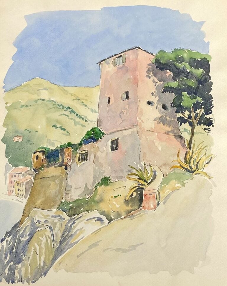 Ensemble de trois carnets de dessins à l'aquarelle et croquis comprenant des vu…