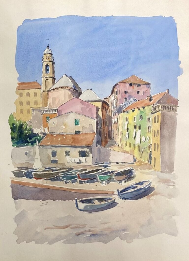 Ensemble de trois carnets de dessins à l'aquarelle et croquis comprenant des vu…