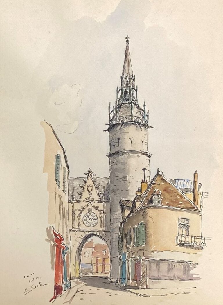 Ensemble de trois carnets de dessins à l'aquarelle et croquis comprenant des vu…