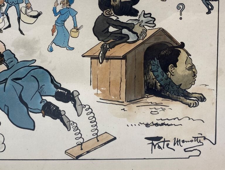 Ensemble de trois dessins à l'aquarelle représentant des caricatures - Signé en…