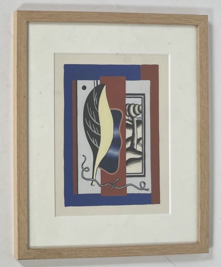 Fernand LÉGER (1881-1955) - Composition cubiste, 1929 - Pochoir en couleurs sur…