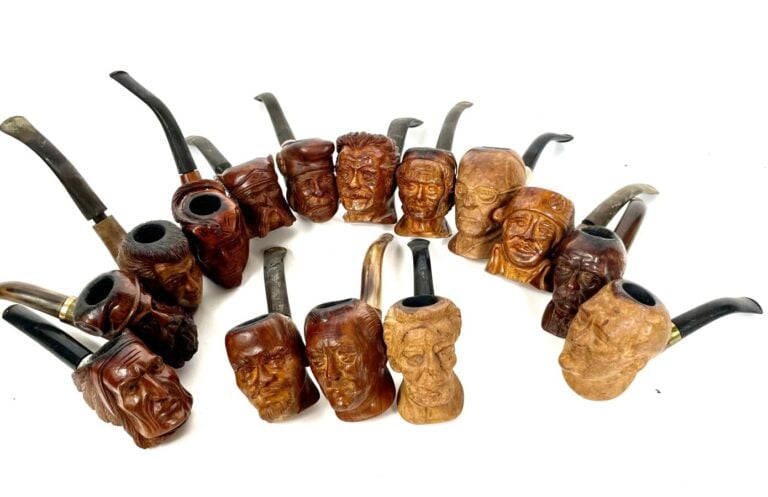 Fort et intéressant lot de pipes en bruyères sculptées (en majorité de Saint-Cl…