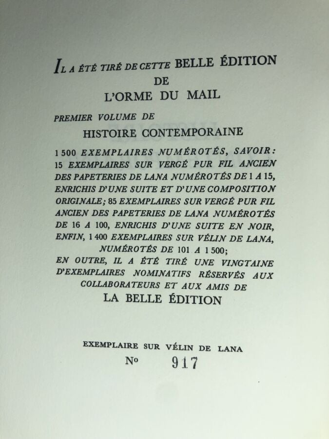 FRANCE (Anatole). - L'orme du mail. Édité à Paris chez la belle édition sans da…