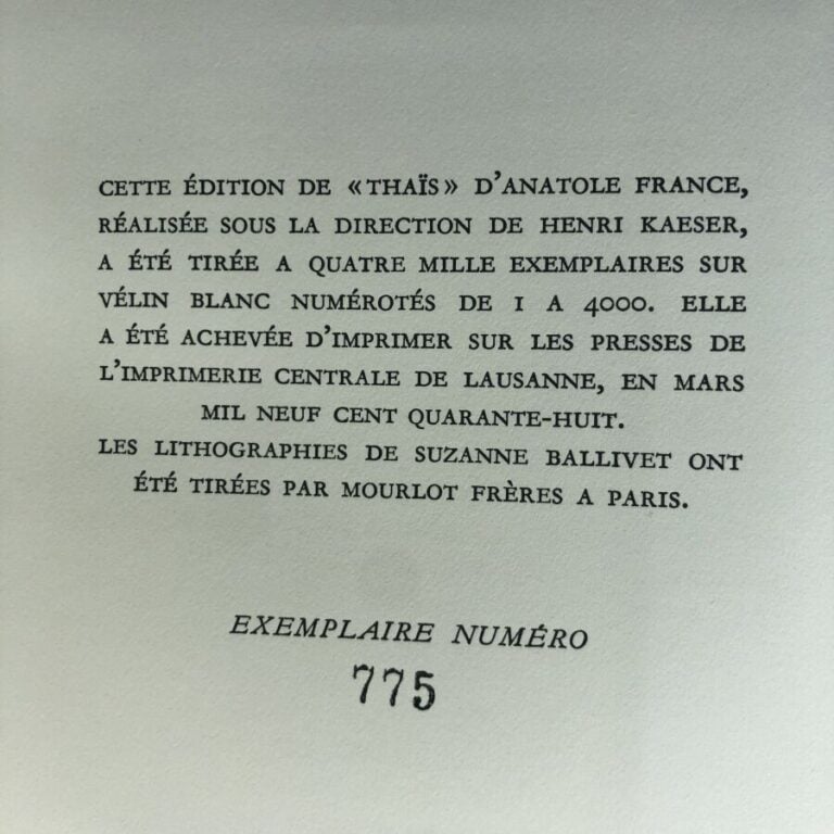 FRANCE (Anatole). - Thaïs. Édité à Monte-Carlo chez Editions du livre Monte-Car…