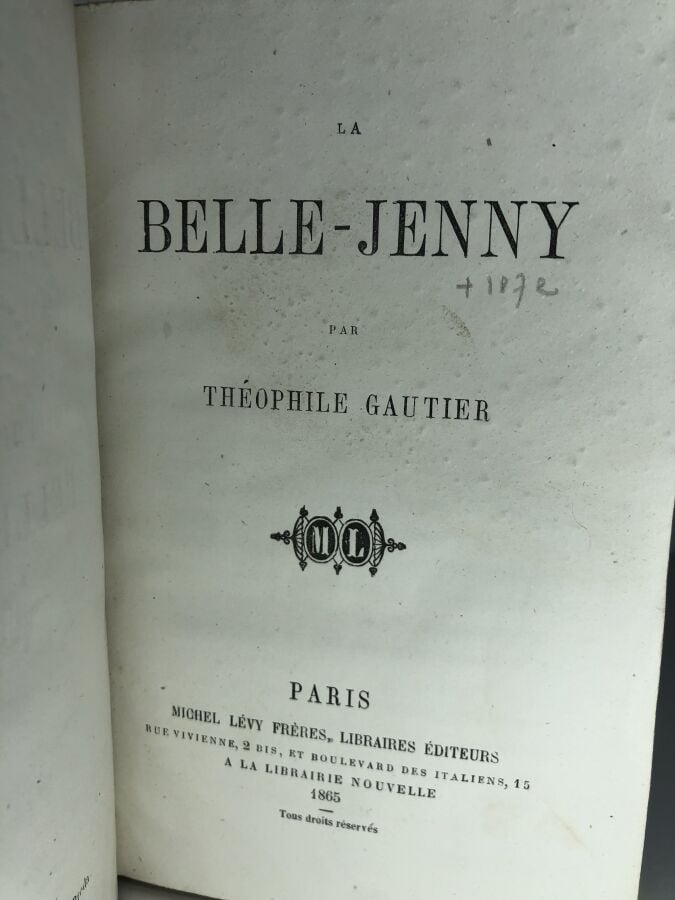 GAUTIER (Théophile). - La belle-Jenny. Édité à Paris chez Michel Lèvy frères en…