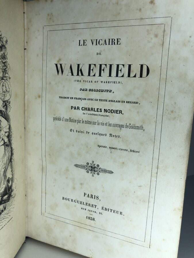 GOLDSMITH. - Le vicaire de Wakefield. Édité à Paris chez Bourgueleret en 1838.…