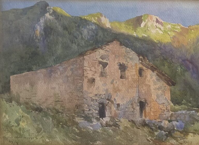 Gustav Adolf MOSSA (1883-1971) - Maison dans un paysage montagneux - Aquarelle…