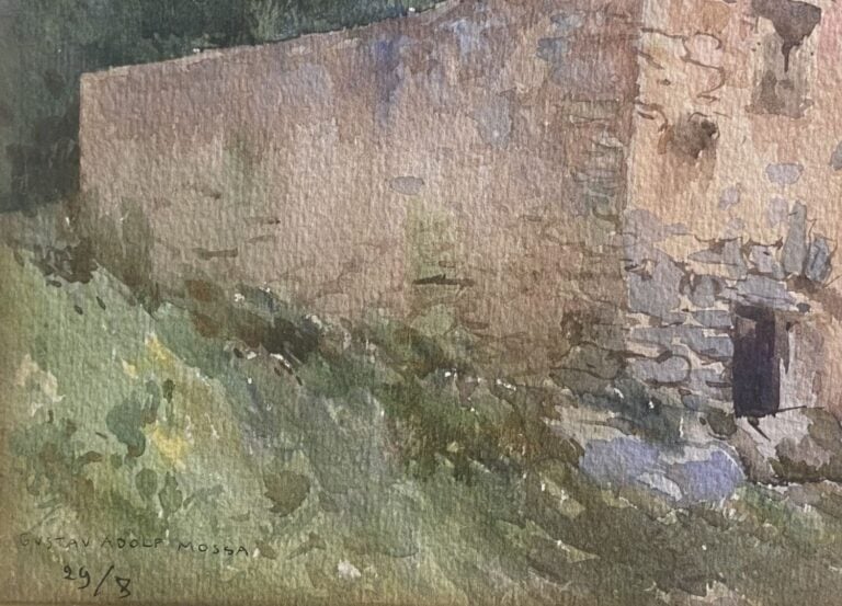 Gustav Adolf MOSSA (1883-1971) - Maison dans un paysage montagneux - Aquarelle…