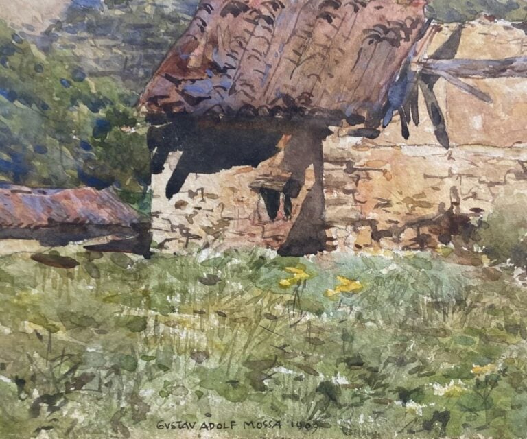 Gustav Adolf MOSSA (1883-1971) - Maison en ruine dans l'arrière-pays - Aquarell…