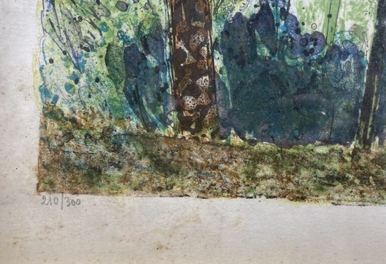 * Guy BARDONE (1927-2015) - Sous-bois en bord de mer - Lithographie en couleurs…