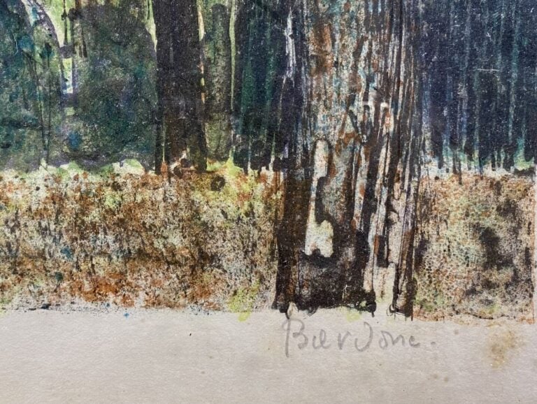 * Guy BARDONE (1927-2015) - Sous-bois en bord de mer - Lithographie en couleurs…