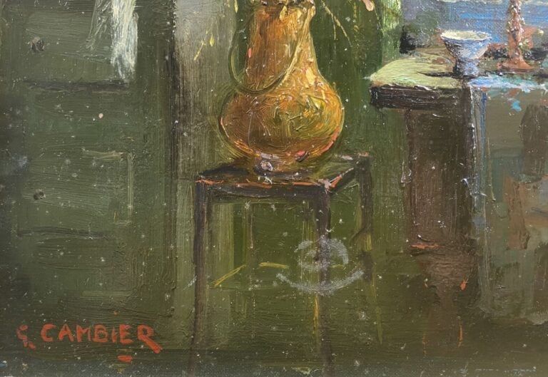 Guy CAMBIER (1923-2008) - Nature morte dans un intérieur - Huile sur toile - Si…