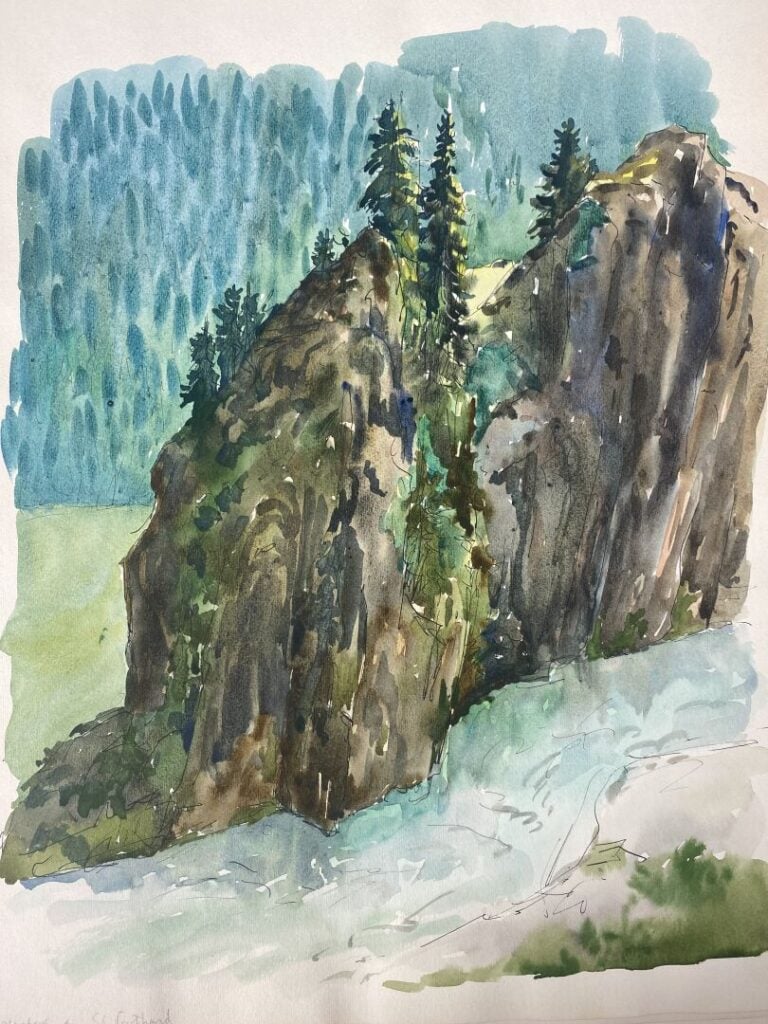 Importants lots d'aquarelles, dessins et techniques mixtes représentant des pay…
