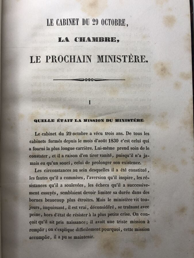 INCONNU. - Le cabinet du 29 octobre, La chambre, Le prochain ministère. Édité à…