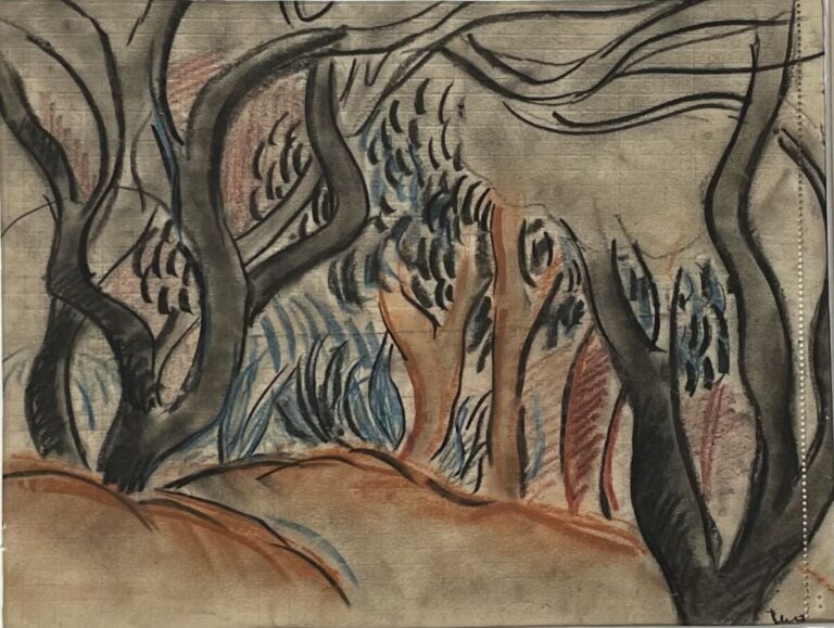 Irène RÉNO (1884-1953) Irena Hassenberg dit (02444) - Arbres - Crayons de coule…