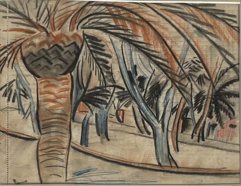 Irène RÉNO (1884-1953) Irena Hassenberg dit (02444) - Palmiers - Crayons de cou…