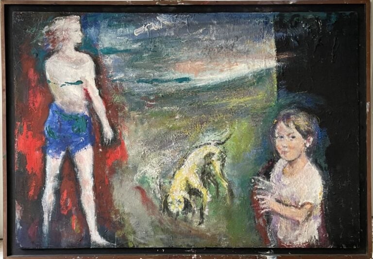 Jacques PECNARD (1922-2012) - Composition au chien, enfant et femme. - Huile su…