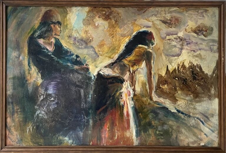 Jacques PECNARD (1922-2012) - Composition aux deux femmes - Huile sur papier co…