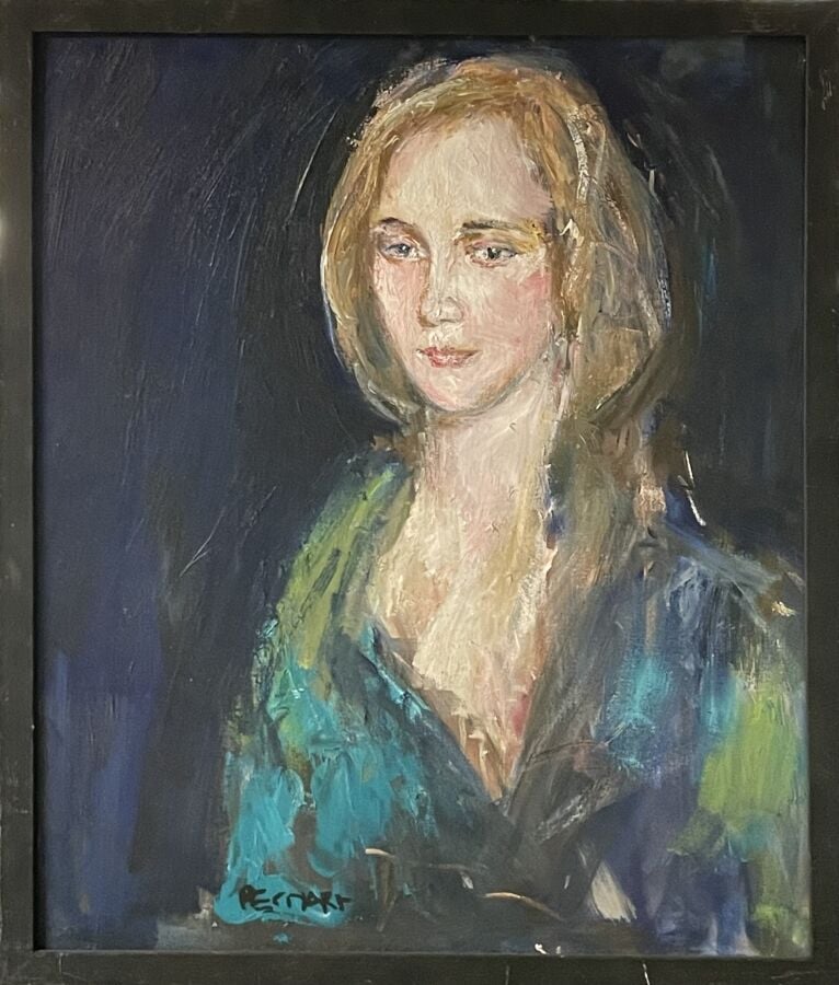 Jacques PECNARD (1922-2012) - Corsage Vert - Huile sur Carton - Signé en bas à…