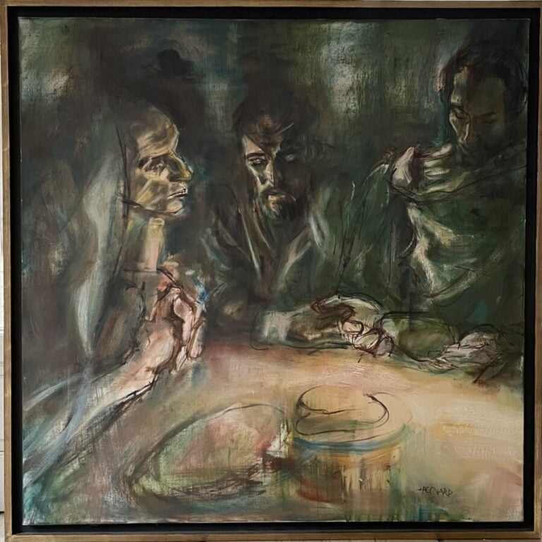 Jacques PECNARD (1922-2012) - Emmaüs - Huile sur toile - Titrée au dos , signée…