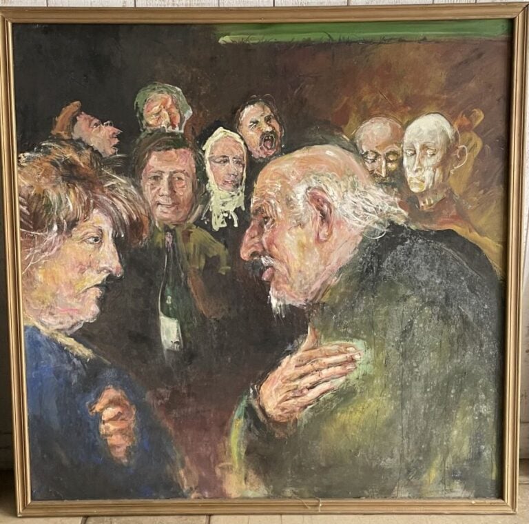 Jacques PECNARD (1922-2012) - La discussion - Huile sur panneau - Non signé, ca…