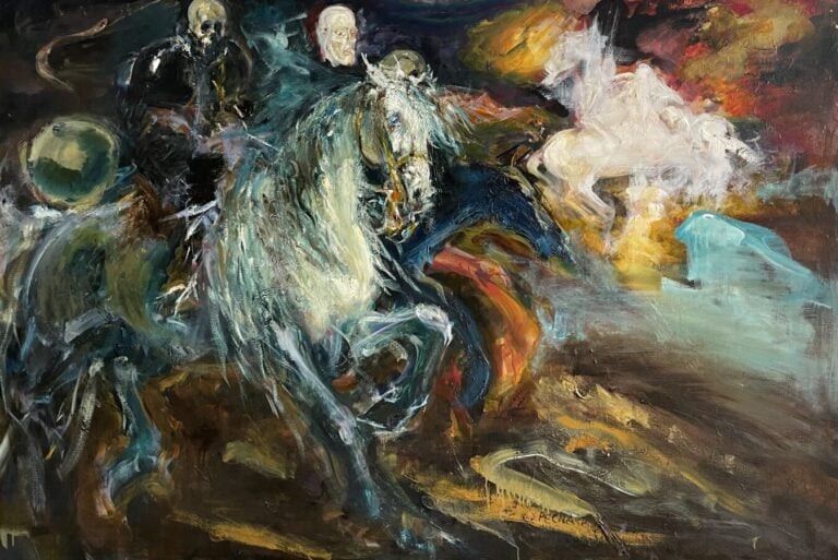 Jacques PECNARD (1922-2012) - Les chevaliers de l'Apocalypse - Huile sur toile…