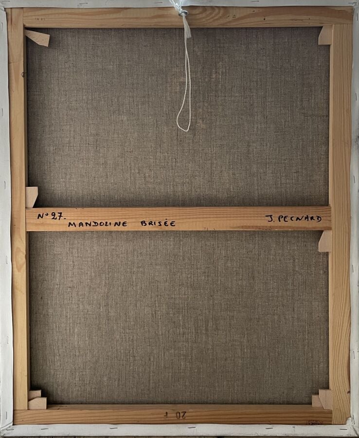 Jacques PECNARD (1922-2012) - Mandoline brisée - Huile sur toile - Signée en ha…