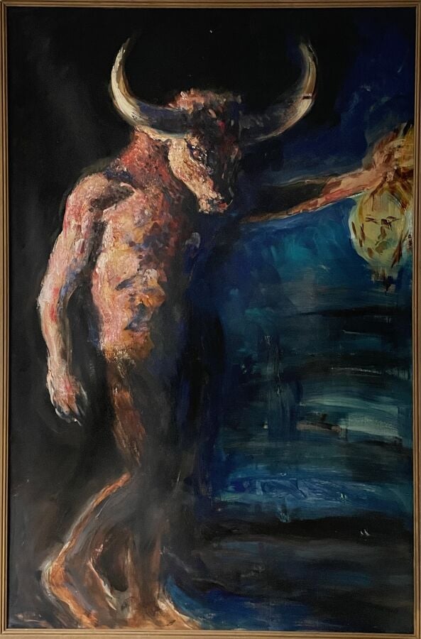 Jacques PECNARD (1922-2012) - Minotaure - Huile sur toile contrecollée sur pann…