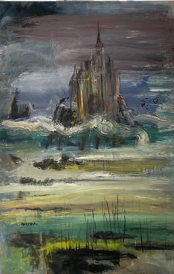 Jacques PECNARD (1922-2012) - Mont Saint Michel - Huile sur panneau, signé en b…
