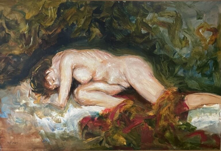 Jacques PECNARD (1922-2012) - Nu couché - Huile sur carton - Signé en bas à gau…