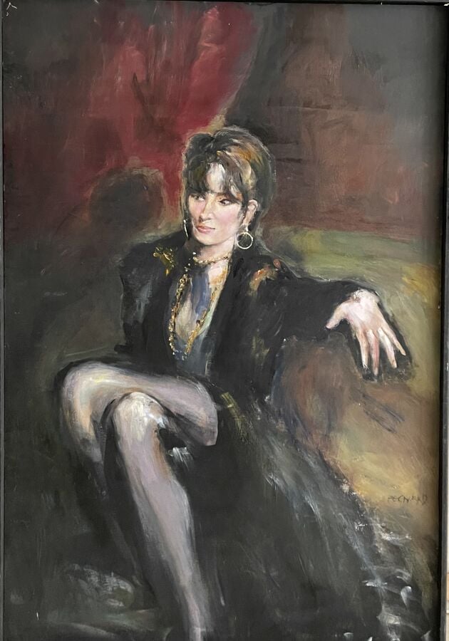 Jacques PECNARD (1922-2012) - Portrait de Barbara - Huile sur panneau - Signé e…