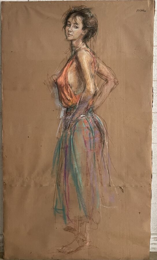 Jacques PECNARD (1922-2012) - Portrait de femme - Pastel contrecollé sur pannea…
