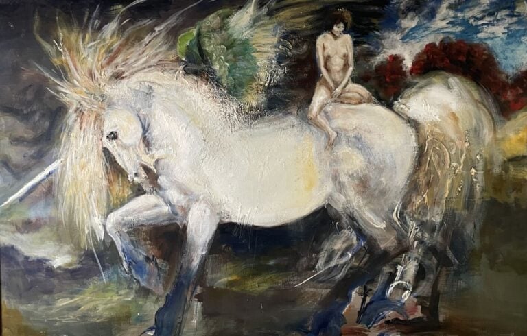 Jacques PECNARD (1922-2012) - Scène onirique à la licorne - Huile sur toile - C…