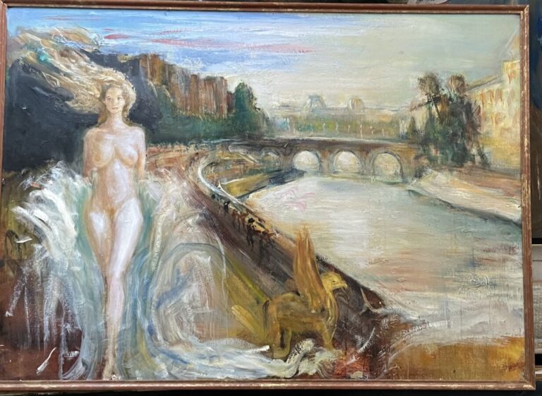 Jacques PECNARD (1922-2012) - Venus à Paris - Huile sur panneau - Cachet - 98x1…