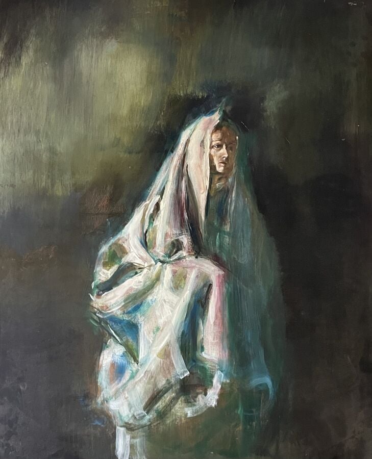 Jacques PECNARD (1922-2012) - Vierge - Huile su panneau - Titré au dos, cachet…