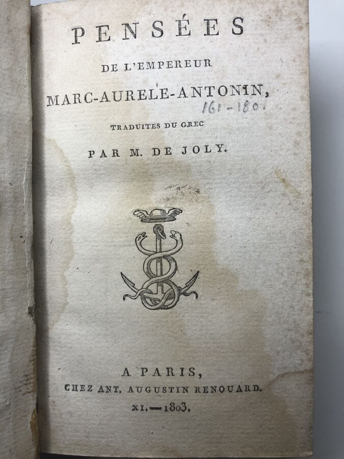 Joly (M. de). - Pensées de l'empereur Marc-Aurele-Antonin. Édité à Paris chez A…